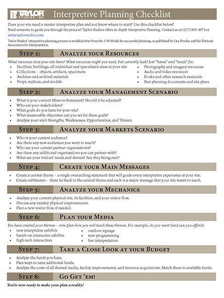 Interpretive Planning Checklist