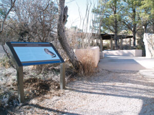 Walkway at Living Desert Zoo showing an outdoor custom-made sign providing additional information for visitors