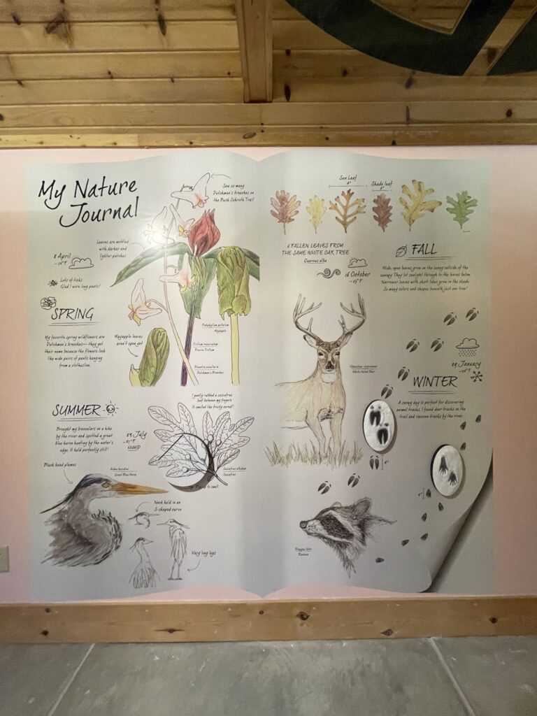 Custom-made exhibit sharing the unique nature experience that can be found throughout Allerton Park